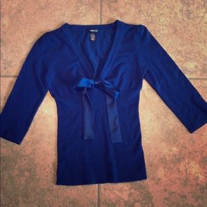 Deep blue sweater with tie front